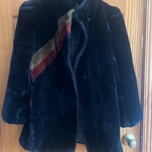 Borgazia vintage striped Faux Fur Coat